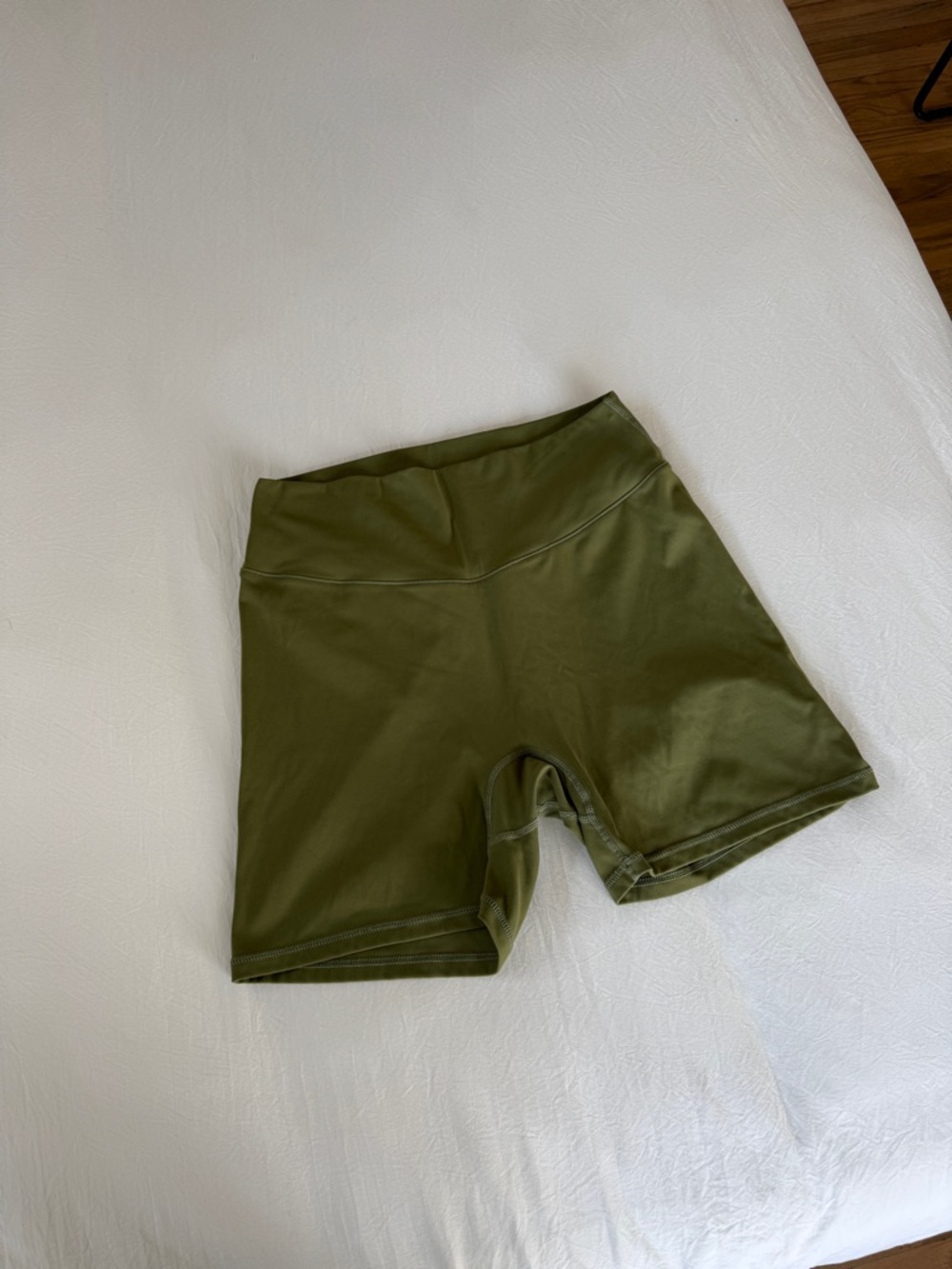 Sunzel No Front Seam High Waist Biker Shorts in Olive Green